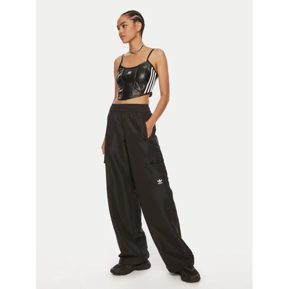 Adidas Essentials Woven Cargo Pants Loose Fit Wide Leg Black IX9974 Women's XS